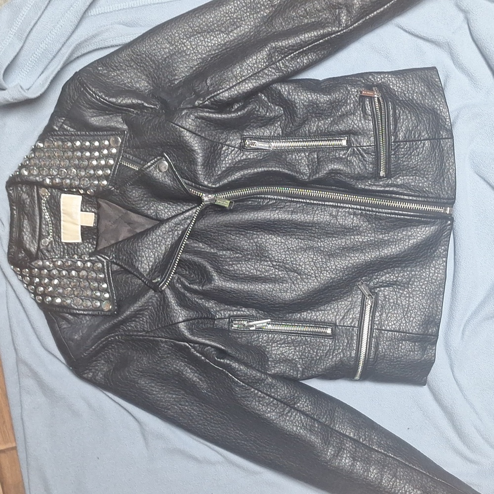 Michael Kors Black Studded Moto Jacket size S